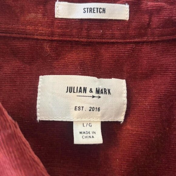 Julian & Marc Women’s Burgundy Corduroy Button-Up Shirt w/ Collar Size L - Picture 3 of 6